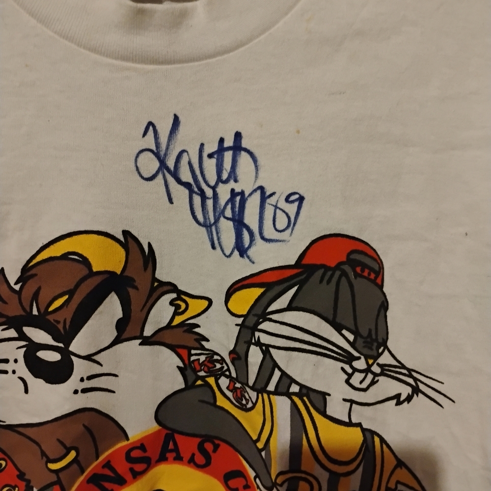 A Vintage Kansas City Chiefs Loony Tunes Signed T-Shirt